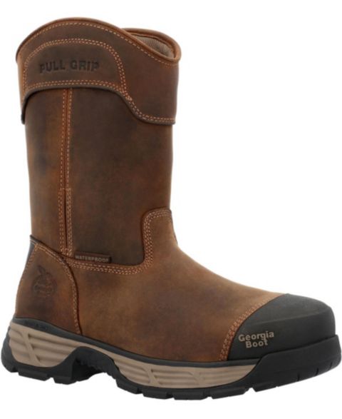 Мужские ботинки GEORGIA BOOT Durablend Edge 10" Waterproof Alloy Toe Pull On Work Boot, цвет: Коричневый