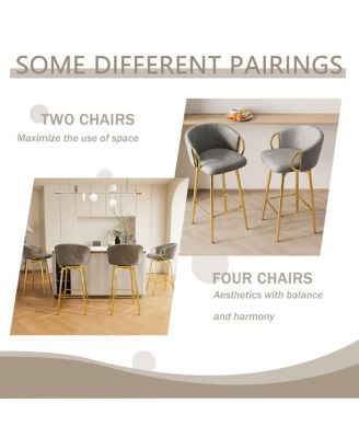 2 Pc Metal Upholstered Swivel Bar Height Stools for Kitchen or Dining