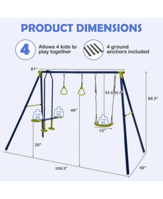 3-in-1 Outdoor Swing Set for Kids Aged 3 to 10