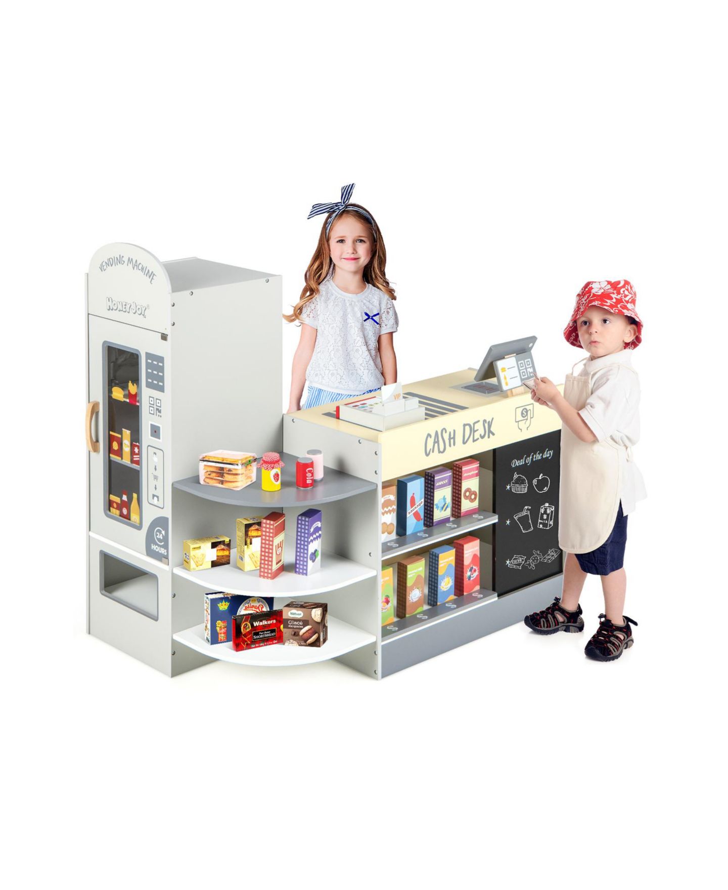 Детский игровой набор Mecale Kids Grocery Store Playset with Cash Register POS Machine, цвет: Белый — фото 1