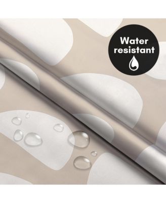 72x75 Hookless Shower Curtain - Abstract Khaki Cream Shower Curtain with Sheer Panel, Snap-In Liner, and Grommets - 100% Polyester