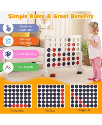 4-in-a-row Game Set Wooden Jumbo 4-to-Score Game with Carrying Bag