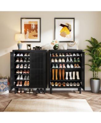 6-Tier Freestanding Shoe Cabinet with Shutter Doors and Adjustable Shelves for Entryway and Hallway