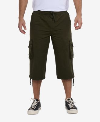 Men's 18" Elastic Waist Capri Long Cargo Shorts