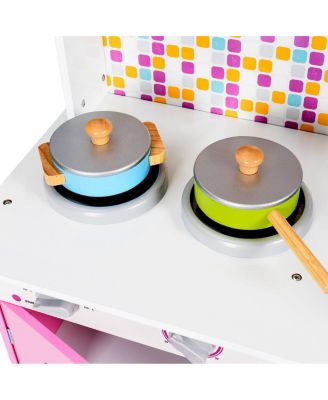 Kid's Wooden Pretend Cooking Play Kitchen Set