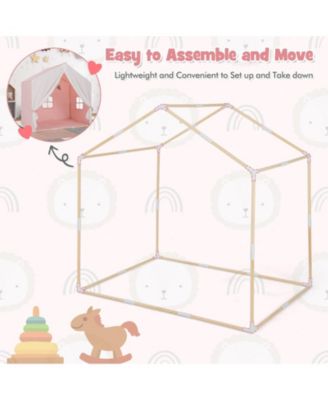 Kid's Play Tent with Washable Cotton Mat and Flag Banner