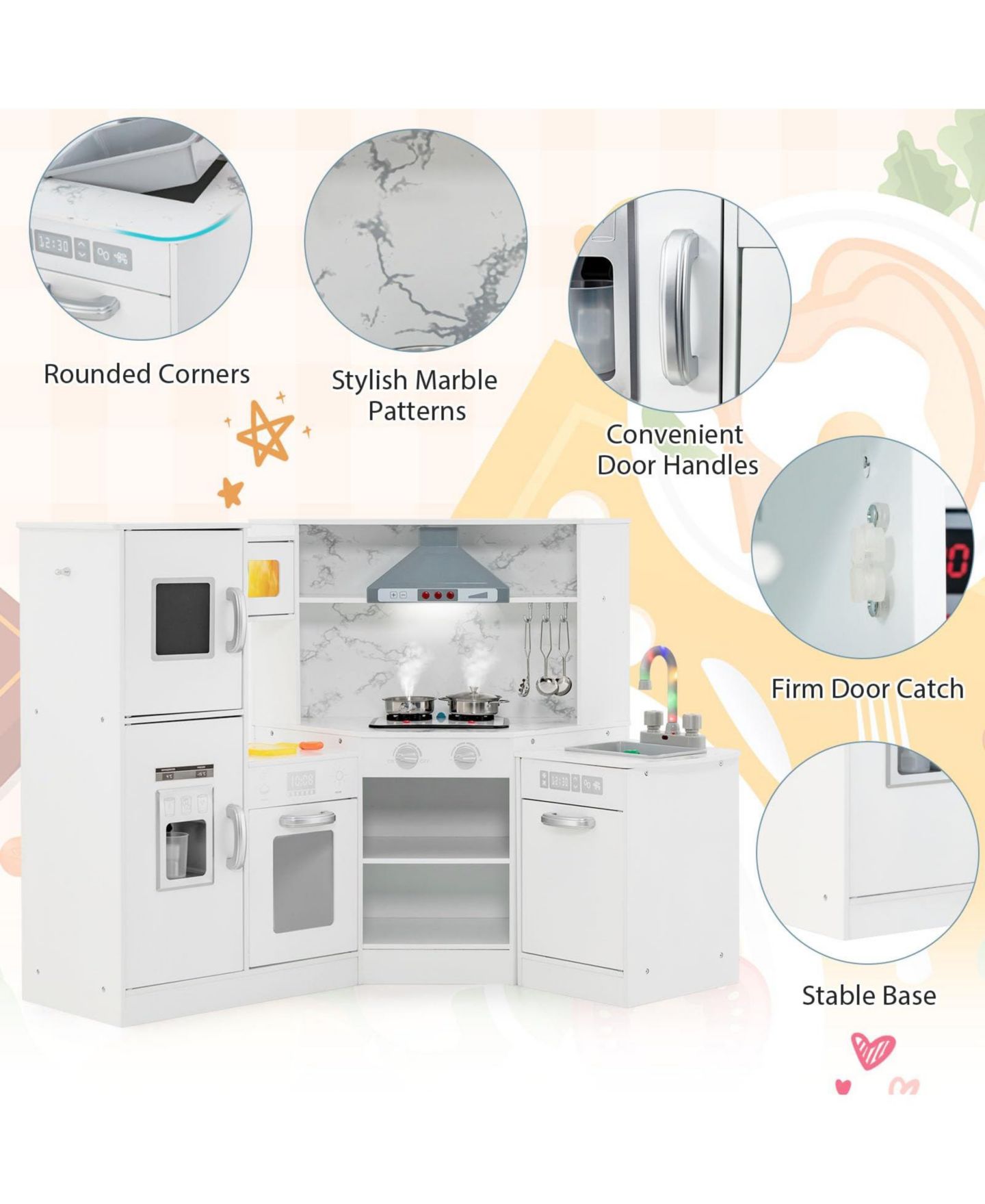 Детский игровой набор Mecale Interactive Washing Basin Sound-and-Light Kitchen Playset, Ages 3+, цвет: Белый — фото 7
