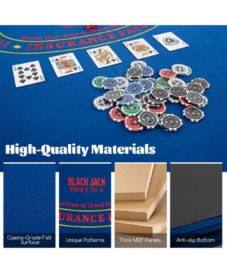 48 Inch 8-Player Foldable Poker Table Top with Carrying Bag and Cup Holders