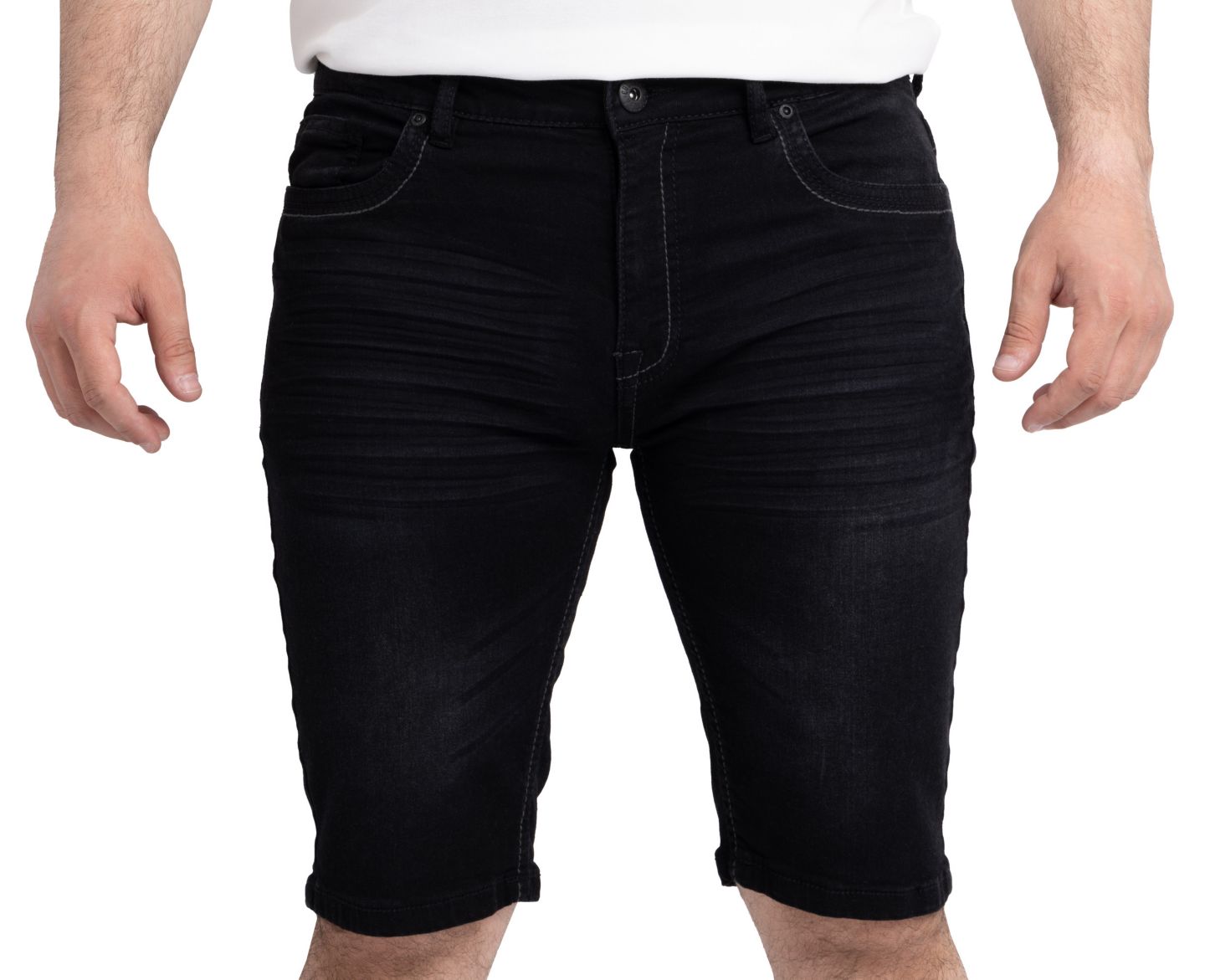 Мужские шорты CULTURA Saddle Stitch Denim Shorts, цвет: Чёрный варёный — фото 9