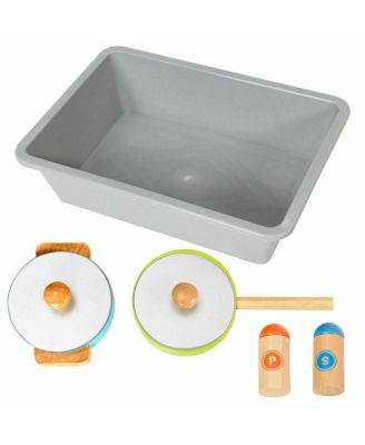 Kid's Wooden Pretend Cooking Play Kitchen Set