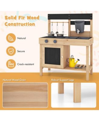 Mud Kitchen Playset Kids Play Kitchen Outdoor with 2 Removable Sinks