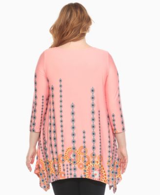 Plus Size Printed Flowy Hem Swing Top