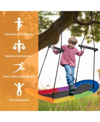 Saucer Tree Swing Surf Kids Outdoor Adjustable Oval Platform Set with Handle