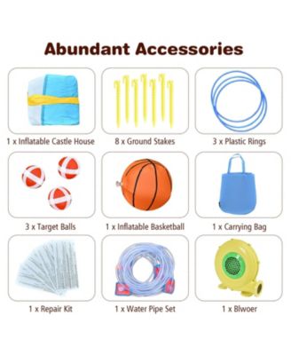 8-in-1 Inflatable Water Slide Bounce House with Splash Pool and 735W Blower