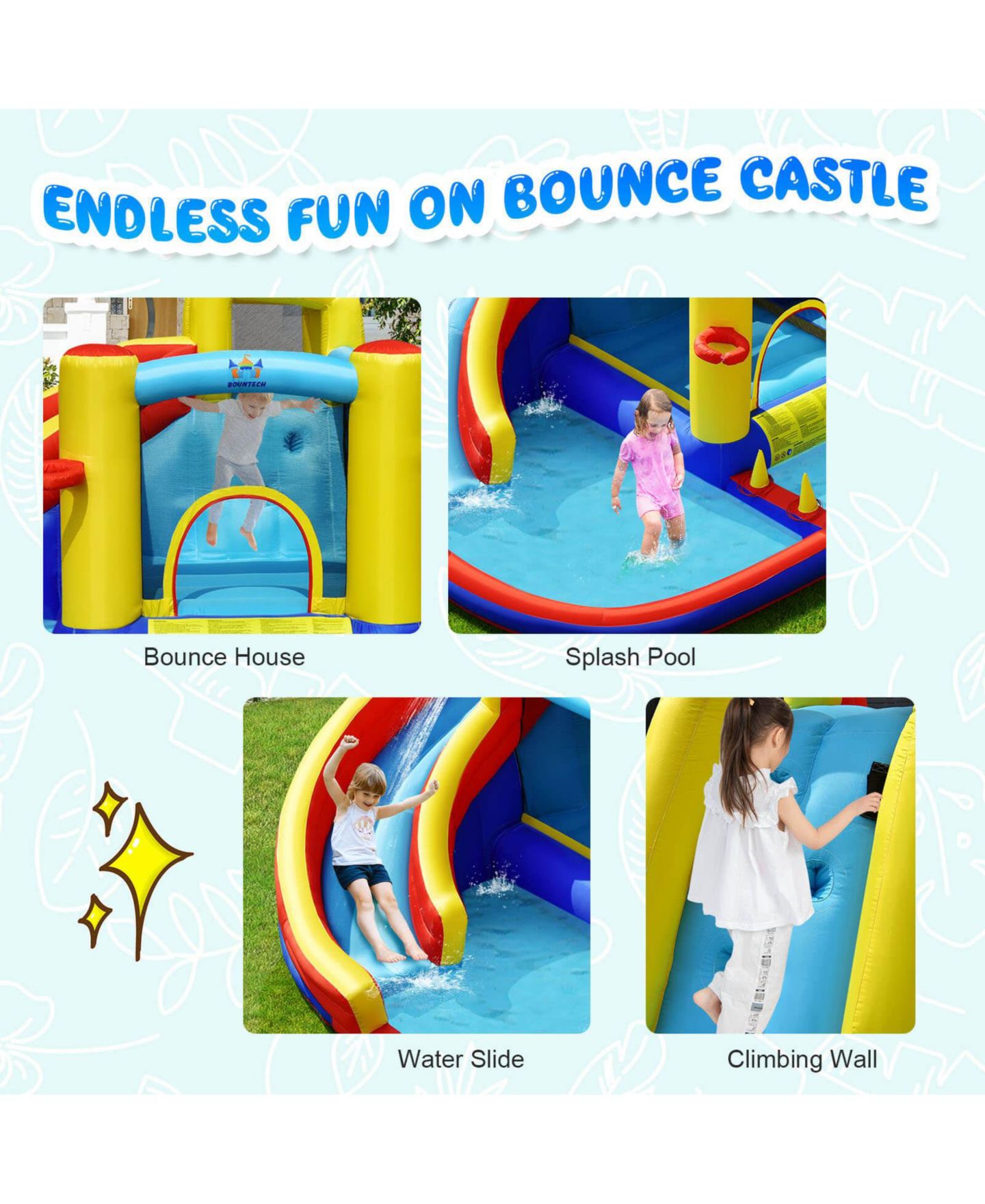 Детская игрушка Mecale 7-in-1 Inflatable Water Slide with 735W Air Blower, Splash Pool, Ages 3+, цвет: Синий — фото 8