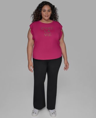 Plus Size C'est La Vie Extended-Shoulder Top