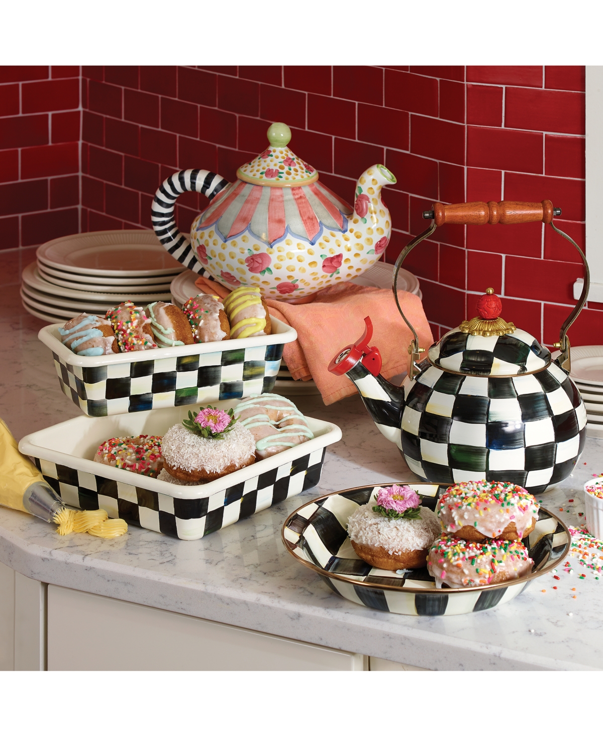 Mackenzie-childs Courtly Check 8" Square Baking Pan In Black