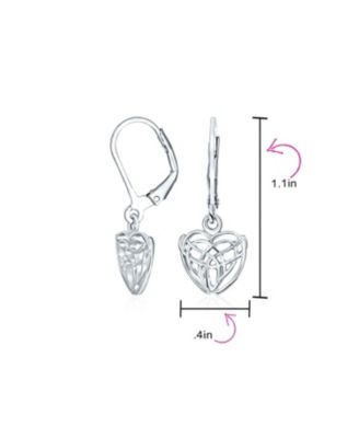 Delicate Celtic Knot Dangle Earrings Sterling Silver Heart Shape BFF Friendship