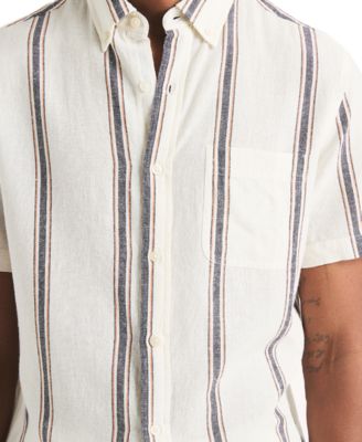 Men's Short Sleeve Striped Button-Down Shirt