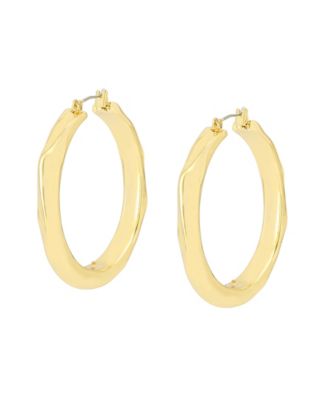 Gold Thin Textured Hoop Earrings