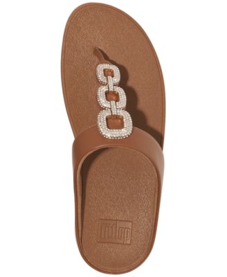 Women's Fino Crystal Chain Leather Toe-Post Sandals