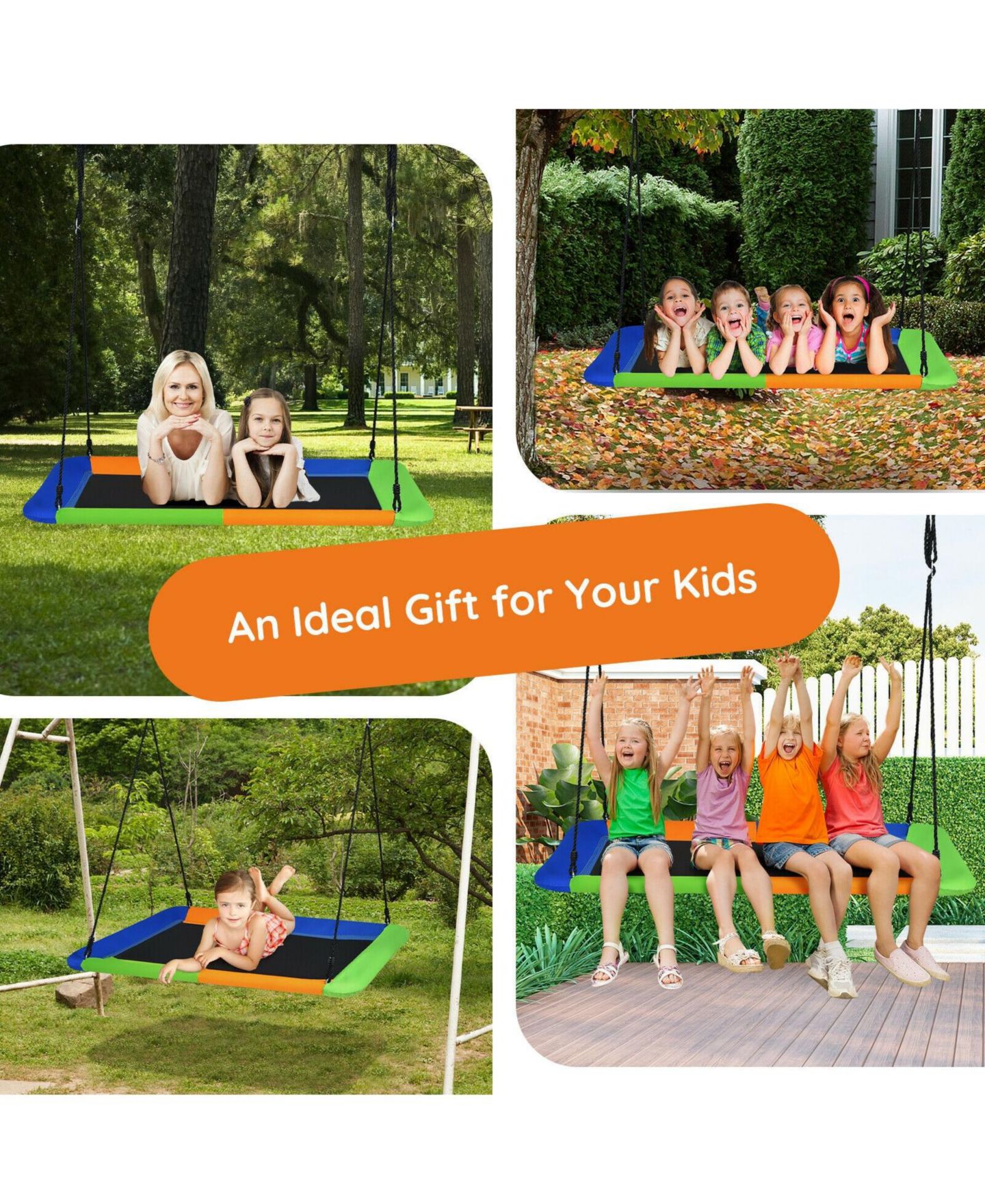 Детская игрушка Mecale 60" Platform Adjustable Tree Swing, 700 lbs Capacity, Ages 3+, цвет: Чёрный — фото 9