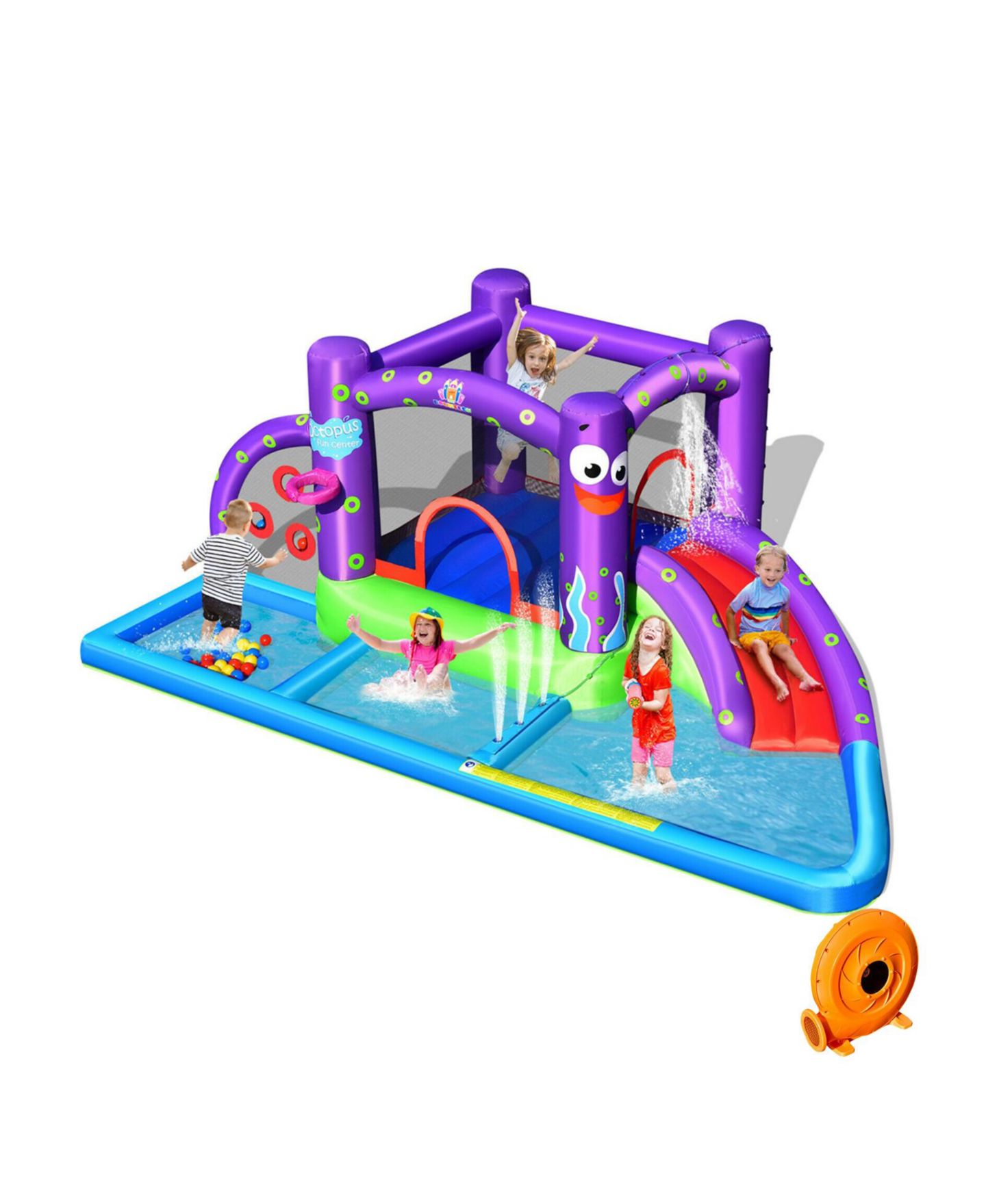Детская игрушка Mecale Inflatable Water Slide Park with Splash Pool, 750W Blower, Accommodates 5 Kids, Ages 3-10, цвет: Фиолетовый — фото 1