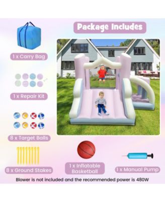 Kids Bounce House with Slide and 2 Boxing Columns Bouncy Castle for Party without Blower