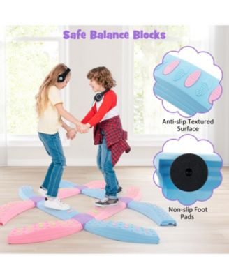Colorful Kids Wavy Balance Beam with Textured Surface and Non-slip Foot Pads