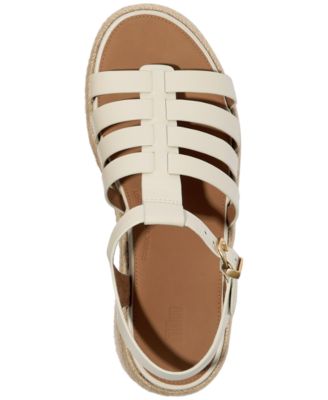 Women's Platform Espadrille Leather Wedge Sandals