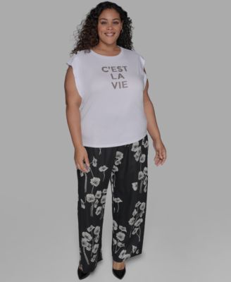 Plus Size C'est La Vie Extended-Shoulder Top