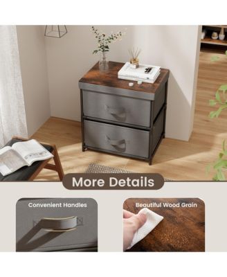 2PCS 2 Drawer Dresser Fabric Storage Organizer Nightstand Bedside Sofa Table
