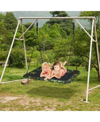60 Inches Platform Tree Swing Outdoor with  2 Hanging Straps