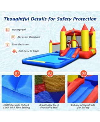 Inflatable Water Slide Castle Kids Bounce House with 480W Blower