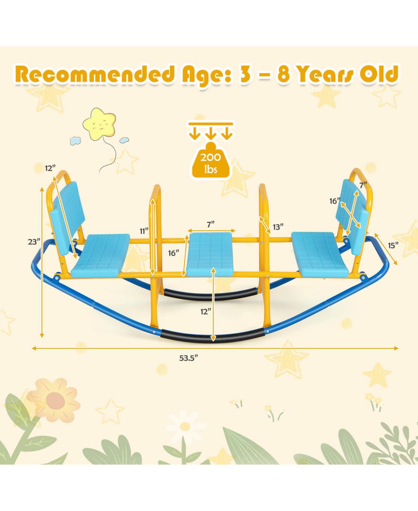 Детская игрушка Mecale Outdoor Kids Seesaw Swivel Teeter for 3 to 8 Years Old, цвет: Синий — фото 4