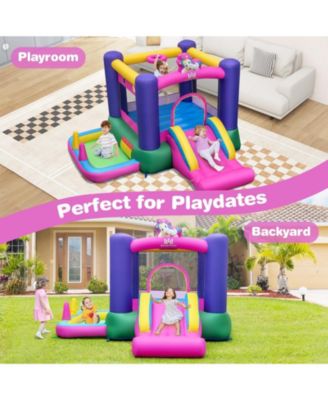 6-in-1 Bouncy Castle Inflatable Bounce House with Slide and Ball Pit with 480W Blower