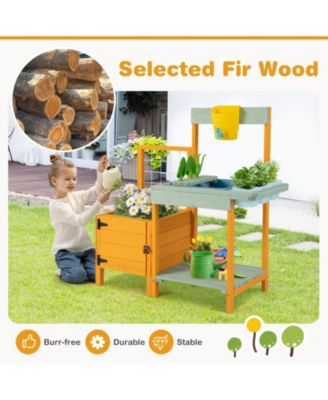 Kids Outdoor Potting Bench with See-Through Window