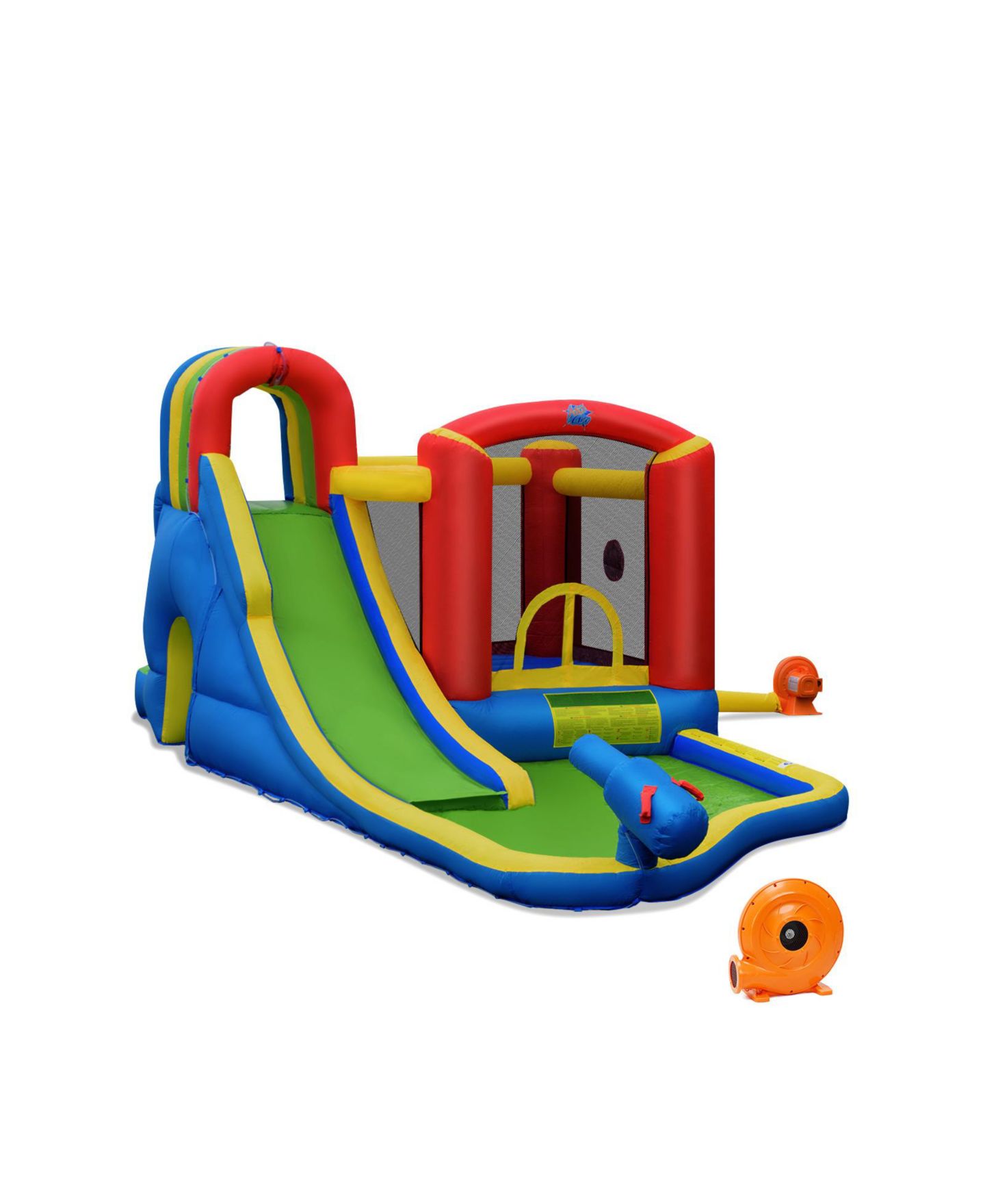 Детская игрушка Mecale Bounce House Castle 9-in-1 Inflatable with Water Slide, Accommodates 4 Kids, Ages 3-10, цвет: Зелёный — фото 1