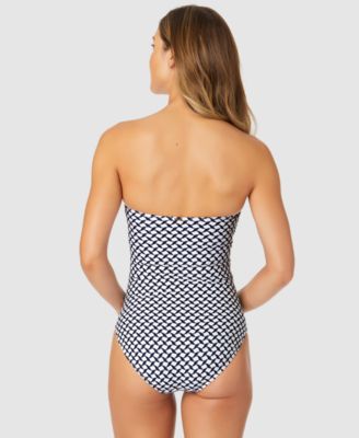 Women's Neo Geo Twist-Front Bandeau One-Piece Swimsuit