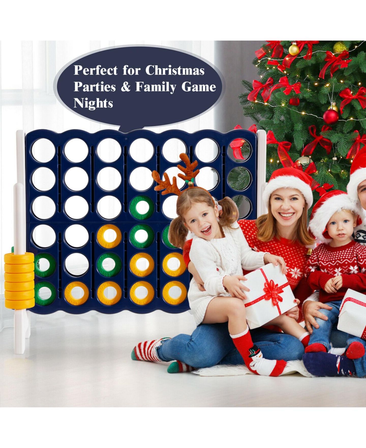 Детские игрушки Mecale 3.5 Feet Tall Jumbo 4-to-Score Giant Game Set with 42 Jumbo Rings, цвет: Чёрный — фото 2