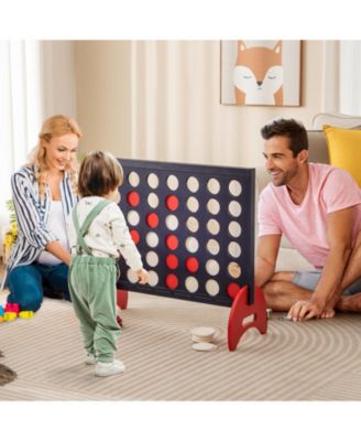 4-in-a-row Game Set Wooden Jumbo 4-to-Score Game with Carrying Bag