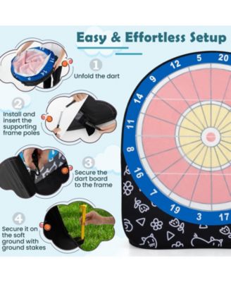Large Dart Board for Kids with 4 Kick Balls