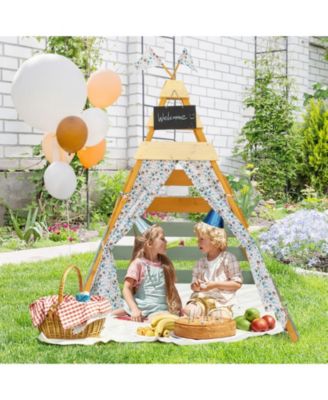 Triangle Hideaway Playhouse with Removable Chalkboard for Indoor and Outdoor