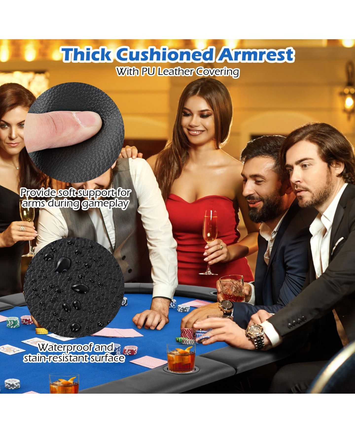 Детские игрушки Mecale 84" x 42" 10-Player Foldable Padded Poker Table Top, Ages 14+, цвет: Синий — фото 7