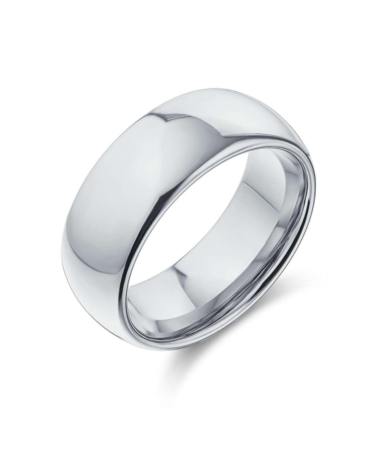 Plain Simple Wide Dome Silver Black Gold Plated Titanium Band Ring Comfort Fit 8MM - Silver tone 8mm