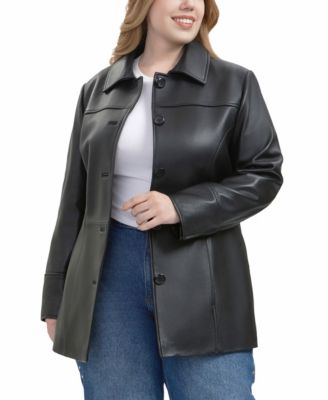 Plus Size Sofia Leather Car Coat