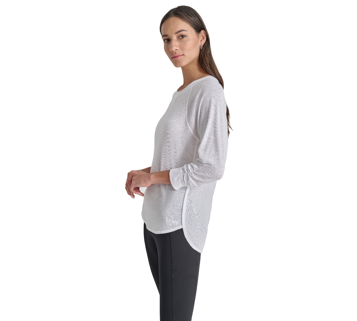 Dkny Women's Mini Slub Waffle Three Quarter Sleeve T-shirt