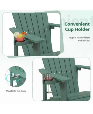Patio HIPS Outdoor Weather Resistant Slatted Chair Adirondack Chair w/ Cup Holder