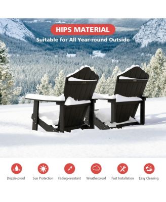 Patio HIPS Outdoor Weather Resistant Slatted Chair Adirondack Chair w/ Cup Holder