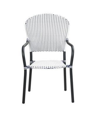 Set of 4 Patio Rattan Dining Chairs Stackable Armrest No Assembly